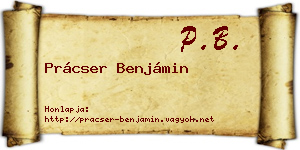 Prácser Benjámin névjegykártya